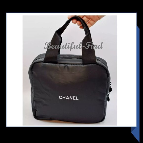 Chanel Mini Boston Cosmetic Bag with Handle in Black - Picture 1 of 10